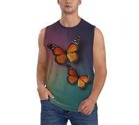 Gradient Background Butterfly World - Camiseta sin mangas para hombre, camiseta sin mangas, ajuste holgado, para culturismo, correr, ropa deportiva, Negro, L-4XL
