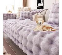 Gradient Color Plush Couch Cover Sofa Cover L Shape with Non-Slip Bottom Super Soft Warm Couch Slipcover for Dogs 1-4 Seats Sofa Seat Cover Wear-Resistant Washable,Pink,70*90cm/27.6*35.4in(Purple,90*9