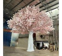 Gradient Pink Artificial Cherry Blossom Tree, White Trunk Fake Sakura, Large Floral Decor for Wedding & Mall Atrium(1.5 * 1M)