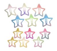 Gradient Star Hair Clips 12-Pack | Metal, 6x6cm y 4x4cm | Colorful Hairpins For Kids Girls Women | Carnival Concert Party Hair Accessories, Random Colors