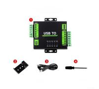 Grado industrial aislado USB a 4 puertos RS485 convertidor con CH344L Chip para soporte de comunicación multidispositivo y sistemas Negro Verde