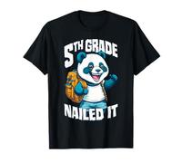 Graduación Divertida de niño Panda Feliz de 5to Grado clavado Camiseta