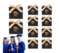 Graduación Snack Bags, Folding Paper Design, 4,53 x 3,94 x 1,77 pulgadas portátil compacto Keepsake Candy Organizer, 10 Pack Black/Gold, Favors for High School & College Events