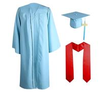 Graduación Talar Unisex Graduation Robe Set Doktorhut Set Herren Damen Absolventen Robe Schärpe Quaste Hut Talar Geschenke Graduation Abgravent Deko Geschenk Abschlussparty, azul celeste, 39