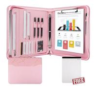 GraduatePro Carpeta de Conferencia, Portafolio con Cremallera de negocios, A4 Portadocumento Piel, bolsa organizador para Pad Notebook currículum, Mármol rosa