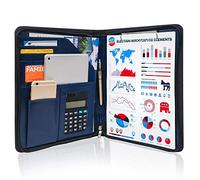 GraduatePro Cuero A4 Portafolio con Cremallera Carpeta Bloc de Notas Documentos Conferencia Negocios Azul