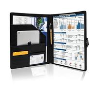 GraduatePro Cuero A4 Portafolio con Hebilla magnética Carpeta Bloc de Notas Documentos Conferencia Negocios Negro