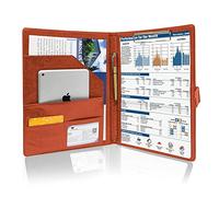 GraduatePro Cuero A4 Portafolio con Hebilla magnética Carpeta Bloc de Notas Documentos Conferencia Negocios Marrón