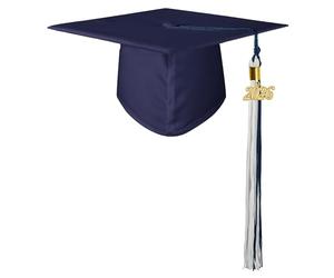 GraduatePro Gorra de graduación azul marino mate con borla blanca azul marino 2026 para adultos, escuela secundaria y licenciatura