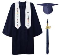GraduatePro Juego de borlas, gorra y bata de graduación de jardín de infantes 2026 para niños, Azul marino, 27