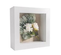 GraduatePro Marco 3D para Objetos 15x15cm Cristal Profundidad Foto Caja Blanco Madera con Soporte Sobremesa Colgar Pared Decoración