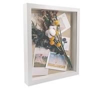 GraduatePro Marco 3D para Objetos 30x40cm Cristal Profundidad Foto Caja Blanco Madera con Soporte Sobremesa Colgar Pared Decoración