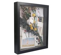 GraduatePro Marco 3D para Objetos 30x40cm Cristal Profundidad Foto Caja Negro Madera con Soporte Sobremesa Colgar Pared Decoración