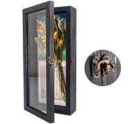 GraduatePro Marco de caja de sombra de Shadow Box 13x30cm Vitrina con parte Trasera de Lino, Puerta de Ventana de Cristal con Bisagra, Ramo de Fotos Memorabilia-Negro