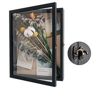 GraduatePro Marco de caja de sombra de Shadow Box 28x35cm Vitrina con parte Trasera de Lino, Puerta de Ventana de Cristal con Bisagra, Ramo de Fotos Memorabilia-Negro