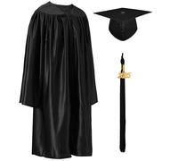 GraduatePro Preescolar 2025 Graduacion Birrete Brillante Infantil Toga Niño Niña Regalo Jardín de Infancia Fotografía Negro 33=L