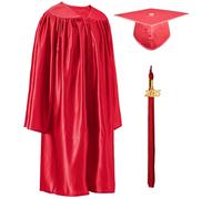 GraduatePro Preescolar 2025 Graduacion Birrete Brillante Infantil Toga Niño Niña Regalo Jardín de Infancia Fotografía Rojo 30=M
