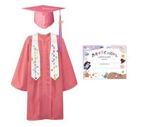 GraduatePro Vestido de graduación preescolar, paquete de certificado de estola de clase 2026, juego de borlas, regalo de graduación para niños, Rosa, 30