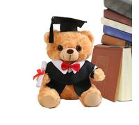 Graduation Bear Plush, 9.8 Inch Soft Stuffed Animal Toy Cap Gown, Celebratory Class 2025 Keepsake, Ideal for Boys, Girls, Students, Preschool, Kindergarten, High School, College, 25cm Black Blue Red