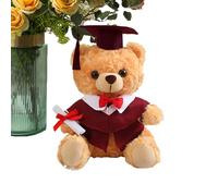 Graduation Bear Plush, 9.8 Inch Soft Stuffed Animal Toy Cap Gown, Celebratory Class 2025 Keepsake, Ideal for Boys, Girls, Students, Preschool, Kindergarten, High School, College, 25cm Black Blue Red
