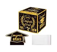 Graduation Box - 13x13x11cm Pre-Assembled Graduation Cap Treat Boxes Candy, Cap Boxes With Window, Funny Cash Gift Presentation Box For Boys & Girls Graduations, Pull Surprise Cash Gift Boxs With Card