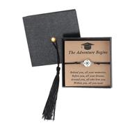 Graduation Bracelet 2025 - Compass Bracelet, Braid Compass Wristband, Inspirational Jewelry Box Set, Adjustable Memorial Gift | Meaningful Keepsake With Quote Cards For High School College Him Her