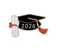 Graduation Brooch 2026 - Class of 2026 Lapel Pin | 3.2x1.8cm Graduation Badge with Decorative Number Style, Metal Brooch with Pin Back, School Ceremony Accessory for Collar Sweater