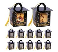 Graduation Cupcake Toppers - Graduation Hat Cupcake Box | 12-Piece Happy Grad Treat Container | Grad Party Cupcakes Boxes With Clear Window | For College University High School Students