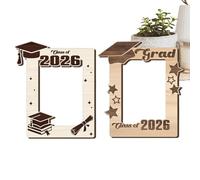 Graduation Frame 2026-2 Pieces Wooden Photo Frame 5x3.5 Inch, Class Of 2026 Desk Statue For High School & University | For Bookshelf, Living Room, Dining Room & Graduation Keepsake