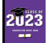 Graduation Guest Book Class of 2023: Guestbook with Wishes and Advice Prompts & Gift Log | Grad Party Sign In - Keepsake for Graduate | Purple Black