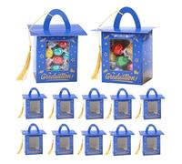 Graduation Hat Cupcake Box - 12 Pieces Happy Grad Treat Container | 370g Grad Party Cupcake Boxes With Clear Window For College University High School Students