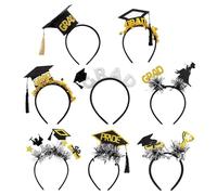 Graduation Headband Set, Glitter Congrats Grad Felt Headwear, Reusable Party Costume Accessories, Photo Prop Hairbands Pack of 8 for Graduation, Celebration, Stage, Photoshoot
