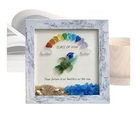 Graduation Keepsake - Sea Glass Decor Frame for Memory Display | 2026 Tabletop Ornament Featuring Coastal Inspired Design Clear Insert Window Compact Stand Structure Ideal for Home Office Bedroom