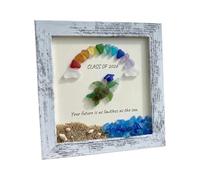 Graduation Keepsake, Sea Glass Table Decoration, Picture Frame Desk Ornament | Elegant Memory Display, Decorative Home Accent, Meaningful Gift Piece For Siblings Friends Classmates Collectors Beach