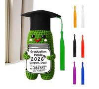 Graduation Knitted Pickle - Congrats Grad Keepsake, Cute Cute Cucumber Doll for Celebrating, Commemorative Keepsake Item, Home Accessory with Scholastic-Flair, Decorative Tool for Gifting and Honoring