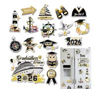Graduation Magnet Set, Cruise Door Decor, 16 Piece Waterproof 2026 Grad Fridge Stickers with Strong Magnetic System, Sturdy Celebration Display Kit, Festive School Party Design, Home Car Use