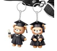 Graduation Memorial Ornament - 2-Piece Class of 2025 Grad Bear Pendant 2D - Decorative Keepsake B AG Charm for Students Friends Kindergarten Birthday Boy Bag Girl Graduates