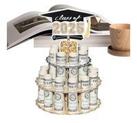 Graduation Money Card Holder 2025 - Wooden Double Layer Cash Wallet | Graduation MoneyHolder | Class of 2025 Money Holder | Wooden Rack Box Cake Design Decoration for Boys Celebration Preschool