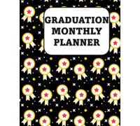 Graduation Monthly Planner: Undated Simple Calendar Large Spaces Organiser Black Background White Rosettes Edition