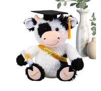 Graduation Plush Cow - 23x24x18cm Soft PP Cotton Stuffed Animal With Graduation Hat | Cute Collectible Cow Plush For School Preschool High School College Graduate Keepsake Decor Gift Use