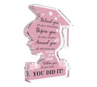 Graduation Quotes Acrylic Sign, Female Silhouette Souvenir, 3.94x3x0.39 Inch Inspiring Decors with Message, Motivational Table Accent with Style, Elegant Figurine Display, Ornament Home for Apartment