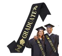 Graduation Ribbon - Satin Material 160cm Long, Senior 2025, Gold Glitter Letters | Elegant Ceremony Accessory, Celebration Wear, Satin Shoulder, Photo Props For School, College, Events