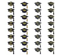 Graduation Stickers Class of 2025-32X Black Hat Labels, Self-Adhesive Seals | Decorative Envelope Closure Stickers for High School, College, Party Invitations, Scrapbook Supplies, Commencement
