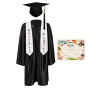 GraduationMall 2025 Guardería Graduación Toga y Birrete Estole Certificado para Niños Preescolar Niño Niña Negro 27 S