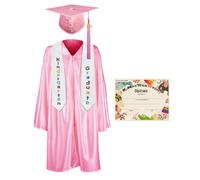 GraduationMall 2025 Guardería Graduación Toga y Birrete Estole Certificado para Niños Preescolar Niño Niña Rosa 30 M
