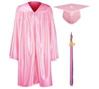 GraduationMall 2025 Preescolar Graduación Toga y Birrete Brillante para Niños Jardín de Infancia Niño Niña Regalo Rosa 36(131-138cm)
