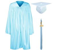 GraduationMall 2025 Preescolar Graduación Toga y Birrete Brillante para Niños Jardín de Infancia Niño Niña Regalo Cielo Azul 27(107-114cm)