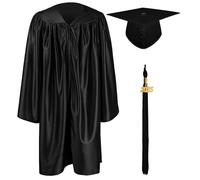 GraduationMall 2025 Preescolar Graduación Toga y Birrete Brillante para Niños Jardín de Infancia Niño Niña Regalo Negro 27(107-114cm)