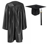 GraduationMall 2025 Preescolar Graduación Toga y Birrete Brillante para Niños Jardín de Infancia Niño Niña Regalo Negro 36(131-138cm)