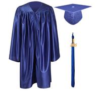 GraduationMall 2025 Preescolar Graduación Toga y Birrete Brillante para Niños Jardín de Infancia Niño Niña Regalo Azul Real 27(107-114cm)